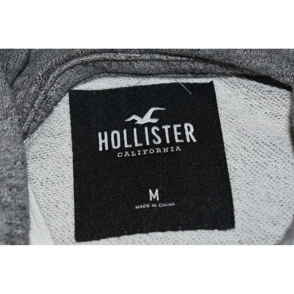 Hollister Hoodie Mens Medium Gray Graphic Pullover Sweatshirt - Picture 7 of 11